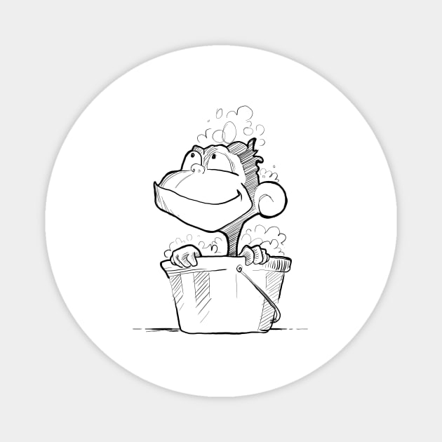 Bathtub monkey Magnet by Jason's Doodles